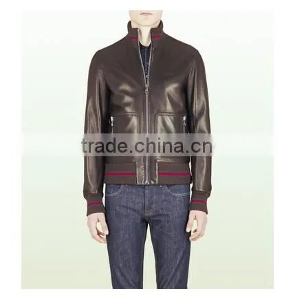 Fashion Leather Jacket Brown Bomber 2