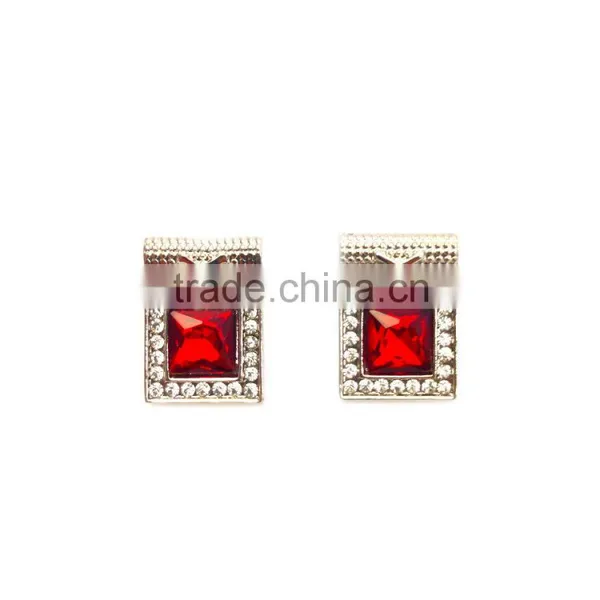 Large Red Crystal Surrounded by Clear Microset Crystals Necklace and Earring photo-3