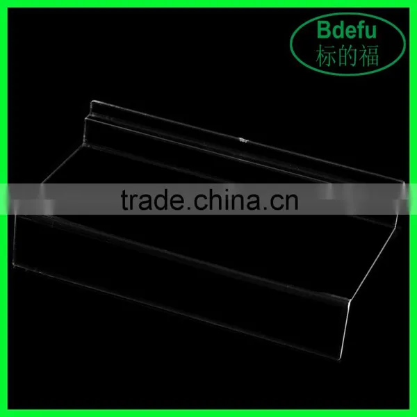 Retail price wall mount plexiglass shoe shelf display, slatwall acrylic shoe riser shoe holder stand shelf