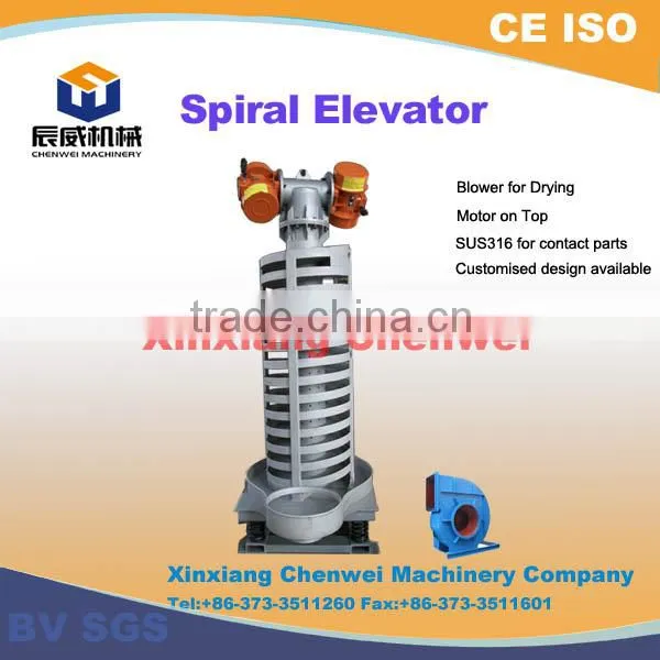 spiral elevator for battery material