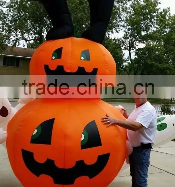 Halloween Airblown Inflatable Black Cat With Pumpkin and Ghosts photo-2