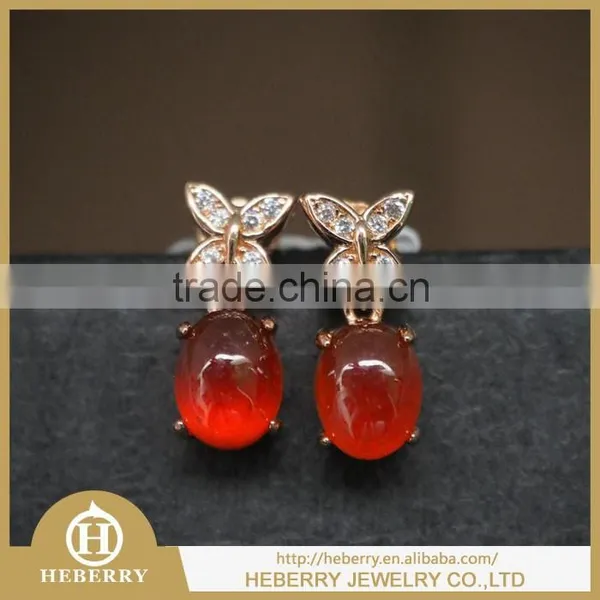 Precious Garnet Gemstone Jewelry Earring Style With 925 Sterling Silver Plating Gold Color photo-3