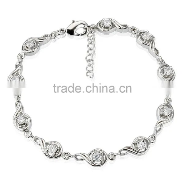 Classical 18k White Gold Plated Bracelet Musical Note Jewelry Inlaid Precious Gemstone for Party