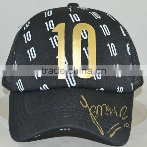 Guangzhou Hat Factory Professional Custom 100% Polyester Fiber/black/logo Printing/sponge Trucker Hats