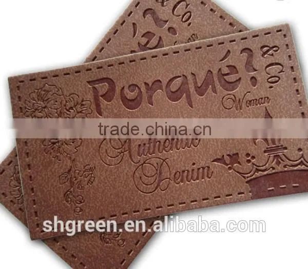 Dark Brown Irregular False Leather Label for Pants photo-5