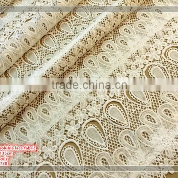 2017 Spring High Quality Peacock Pattern Water Soluble Lace Fabric photo-3