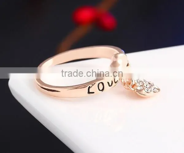 O Rings Jewelly Fashion Crystal Heart Love Letter Ring photo-4