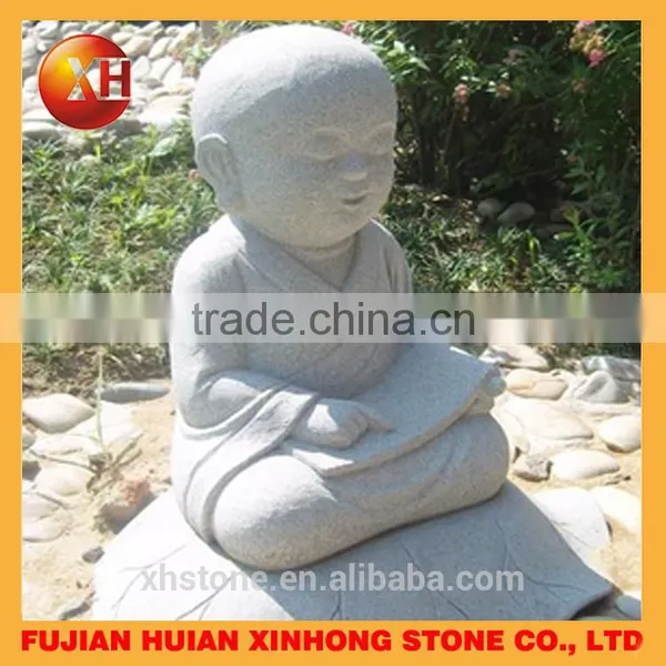 Granite Lovely Little Monk Stone Statue Hands on Chin photo-5