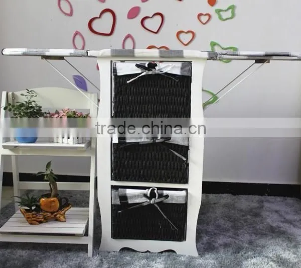 Folding Wooden Ironing Board With Wicker Drawer photo-2