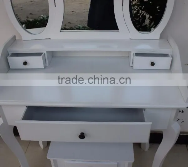 Hot Sale K/D Dressing Table With Mirror and Stool/dresser Table With Three Mirros photo-3
