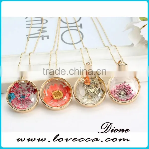 Wholesale Newest Dried Flower Pendant Women Gold Memory Necklace photo-3