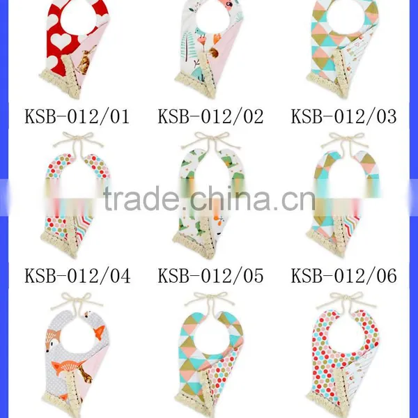 Infant And Toddler Cheap Printing Bandana Two Sides Tassel Bibs For Baby photo-6