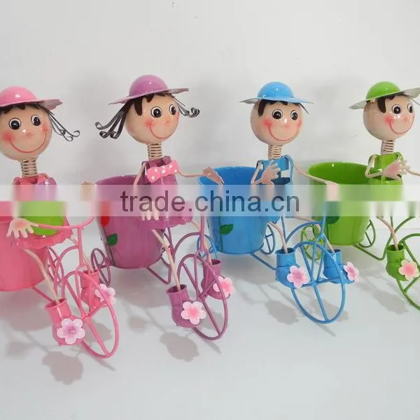 YS16013RV1 Metal Craft Bicycle Garden Ornaments Planter Pot for Garden Decor photo-4
