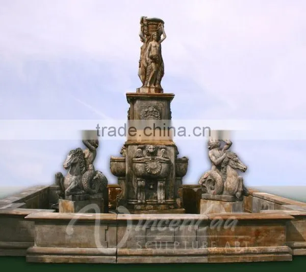 Custom Hand Carved Stone Carvings and Sculptures Marble Outdoor Water Fountains photo-4
