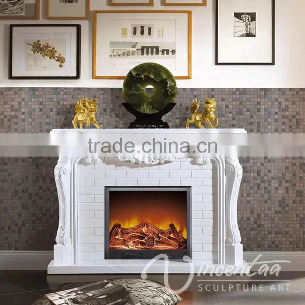 Home European Decoration White Artificial Marble Fireplace Surround Price photo-3