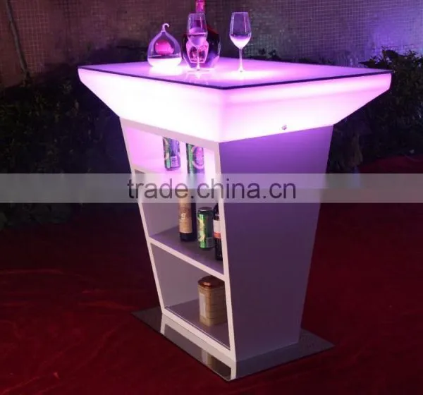 Led Illuminated Home Bar Counter With Stainless Steel Shelf photo-4