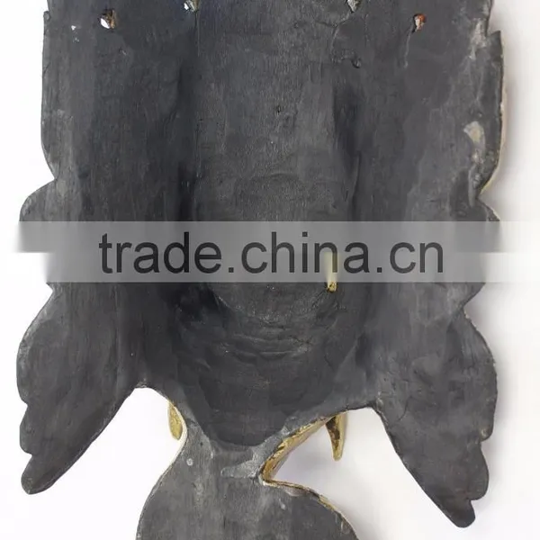 Hand Crafted Wooden Mask of Hindu Lord Ganesh Wall Hanging Made In Nepal photo-4