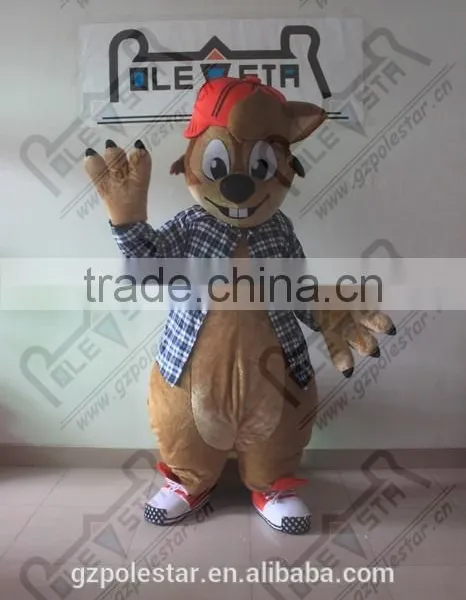 Cartoon Red Hat Squirrel Mascot Costume Leisure Style Squirrel Costumes photo-2