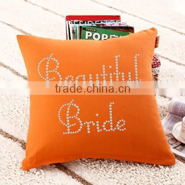 Beautiful Bride Pattern on Fashion Rhinestone Pillow Case
