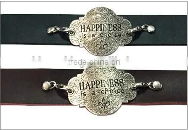 Fashion Words Leather Cord Bracelets,custom Letters Engraved Bracelet,leather Charm Bracelets photo-5