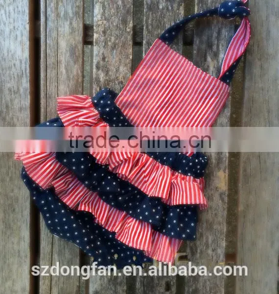 NewBorn Baby Girls Rompers American Independance 4th of July Clothing Infant Striped Polk Dots Romper photo-2