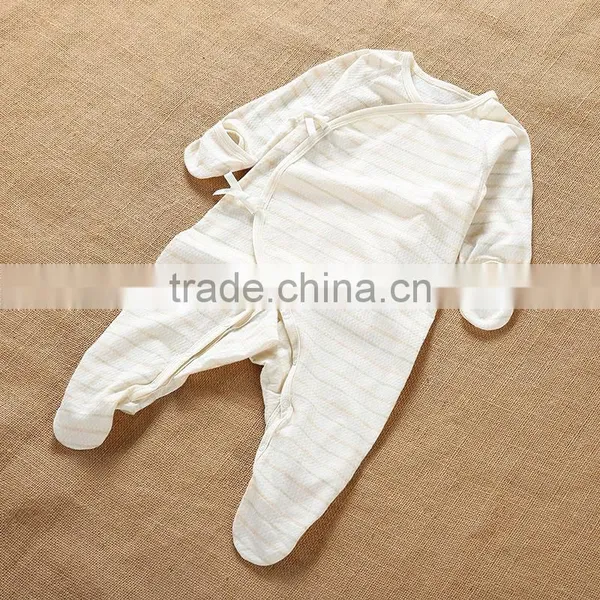 2017 Spring Long Sleeves Baby Infants Romper Stripe Pattern Natural Colored Cotton Bodysuit Jumpsuit Onesie Wear Clothes photo-5