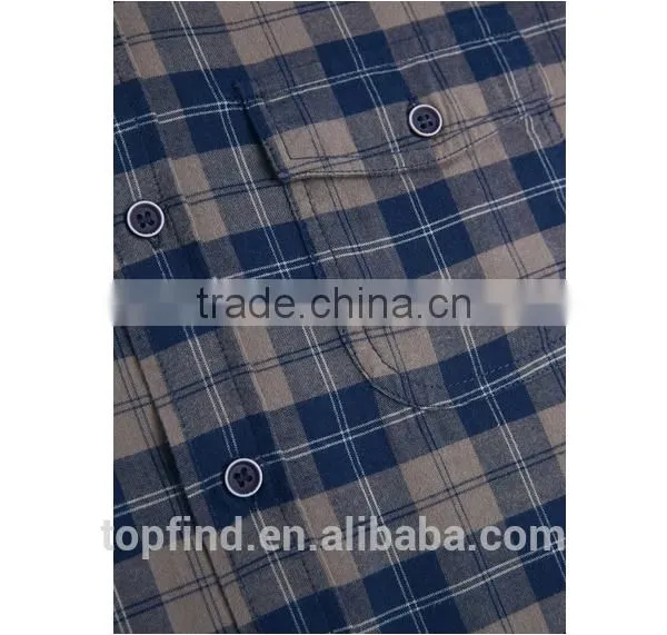 Classic Collar Cotton Slim Fit Check Flannel Shirt for Young Man photo-3