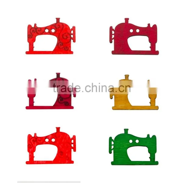 D&D Hot Sale 20pcs/lot Mixed Color Sewing Machine Pattern 2 Hole Wood Button For Sewing Scrapbooking Supplies 2*2.7cm photo-2