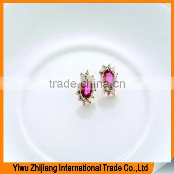 Fashion Sun Flower White Cubic Zircon Stone Earring photo-2