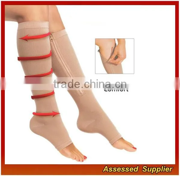 High Quality Graduated Sports Running Zipper Compression Stocking Socks 20-30 Mmhg for Men Women for Nurses Medical Socks JH49 photo-2