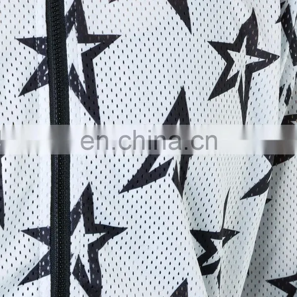 Star Mesh Long Sleeves Zip Up Women's Bomber Jacket photo-6