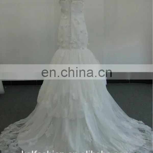 EBX-56 V-neck Lace Mermaid Trumpet Wedding Gown photo-2
