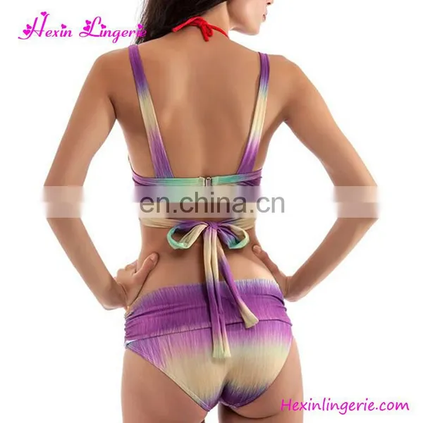 No Moq Custom Push Up Tie Gradient Color Swim Suit Women Swimsuit photo-2