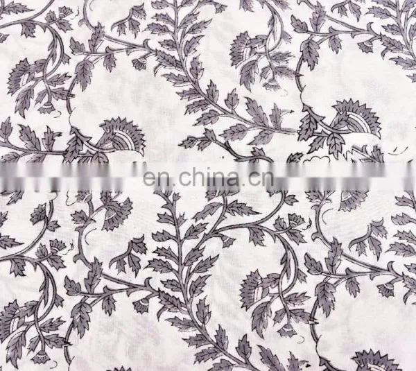 Indian Latest Handmade 100% Cotton Floral Hand Block Printed Fabric photo-3