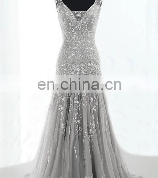 Vintage V-Neck Mermaid Evening Dresses Formal Long Mother of The Bride Dress Prom Gown Vestidos photo-4