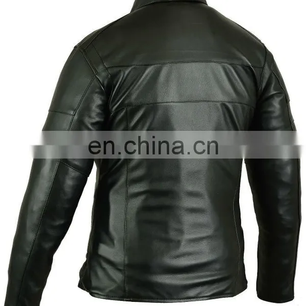 Black Prototype Leather Jacket Baby Sheep Skin Mens Coat photo-2