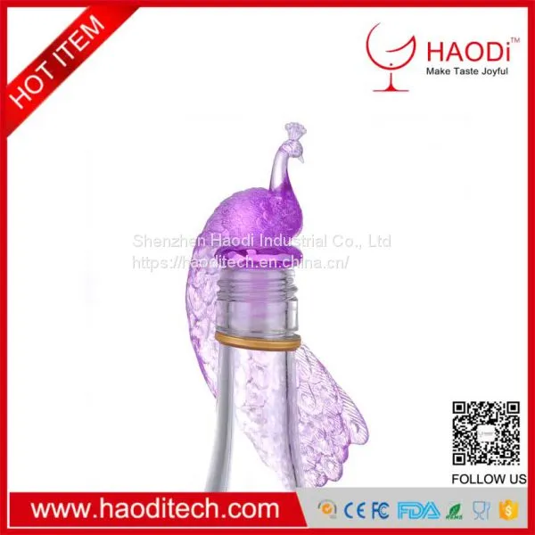 HD-JS0018 Peacock Elegant Bird Design Creative Wine Bottle Stopper for Promotional Gifts