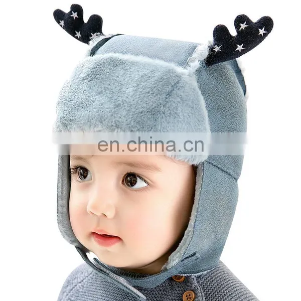 Princess Mother Autumn Winter NEW BABY HAT Baby Cartoon Two Ball Plush Antler Warm Ear photo-2