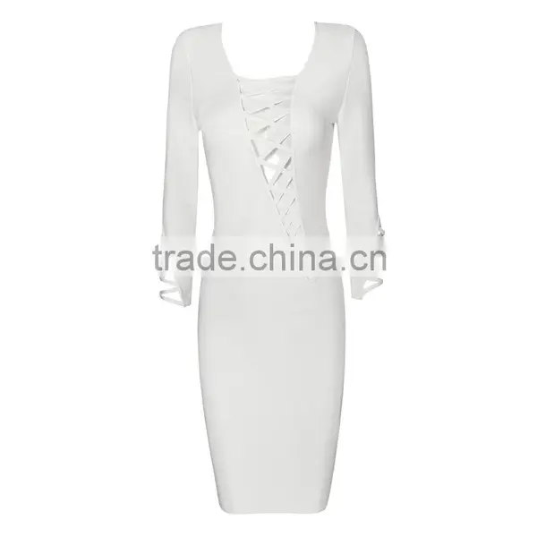 Summer Dress 2015 New Fashion Elegant and Sey Women Black Red Beige White Long Sleeve Evening Party Bandage Dress Bandage Bodyco photo-3