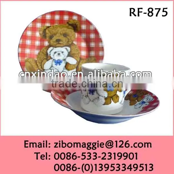 Wholesale 4pcs Round Shape Porcelain Kid Breakfast Set photo-3