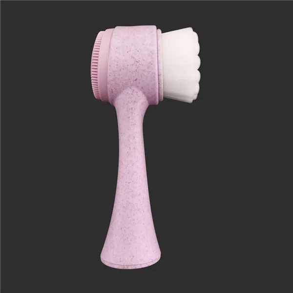 Wheat Straw Face Cleaning Brush 2-in-1 Silicone&Soft Synthetic Bristles Brush For Face photo-3