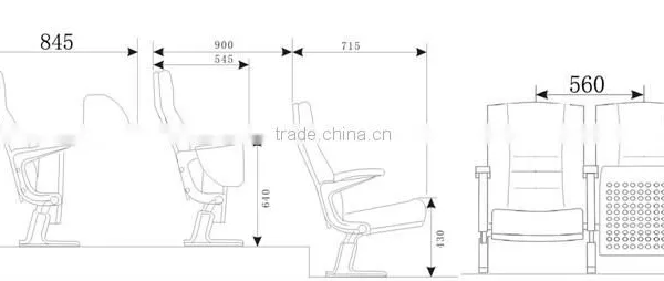 Aluminium Alloy Leg Auditorium Seating With Writing Tablet HJ88A-L photo-4