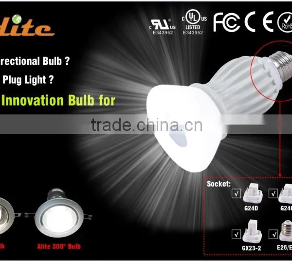 300degree 9w Led pl Bulb Lights 100-277V G24 E26 Base Type photo-2