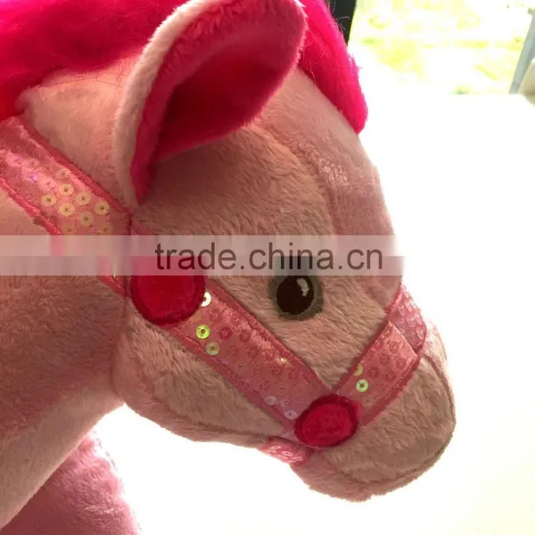Wholesale Colorful Plush Stuffed Horse Toy Bag With Fancy Bridle and Saddle for Girl Gift photo-2