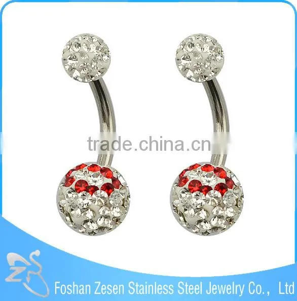 Wholesale Factory Durable Stainless Steel Crystal Gem Ball Navel Belly Button Rings photo-3