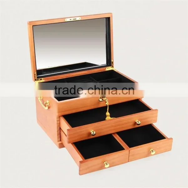 Luxury Handmade Wooden Jewelry Box With Mirror Home Decoration photo-4