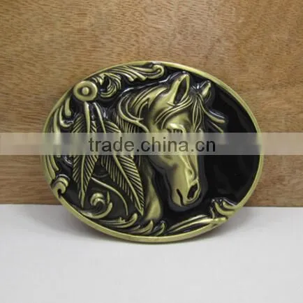 Ancient Bronze Horse Cowboy Belt Buckle photo-6
