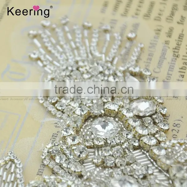 Sew on Mesh Rhinestone Patch Fabric for Gown or Dress WRA-872 photo-2
