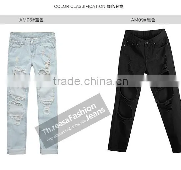 Best Selling Hollow Out Hole Brands Jean Pants For Women Boy Friend European Pattern Loose Clothing Womens Jeans Wholesale China photo-4