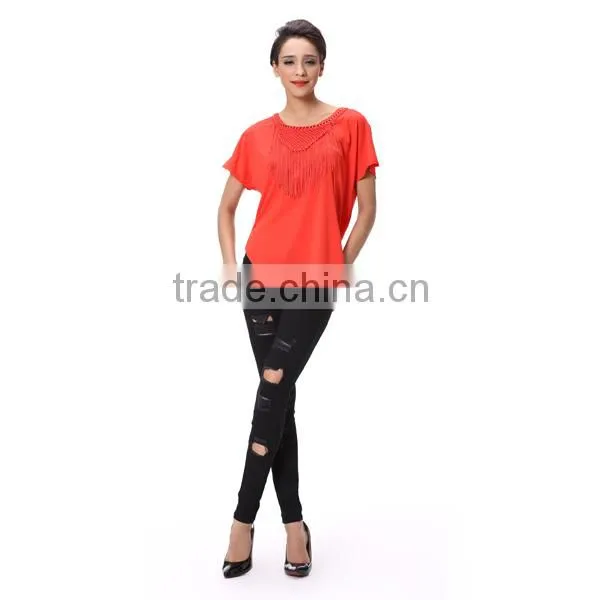 Ladies Bulk Wholesale T Shirts 100% Rayon Made by China T Shirt Factory photo-3